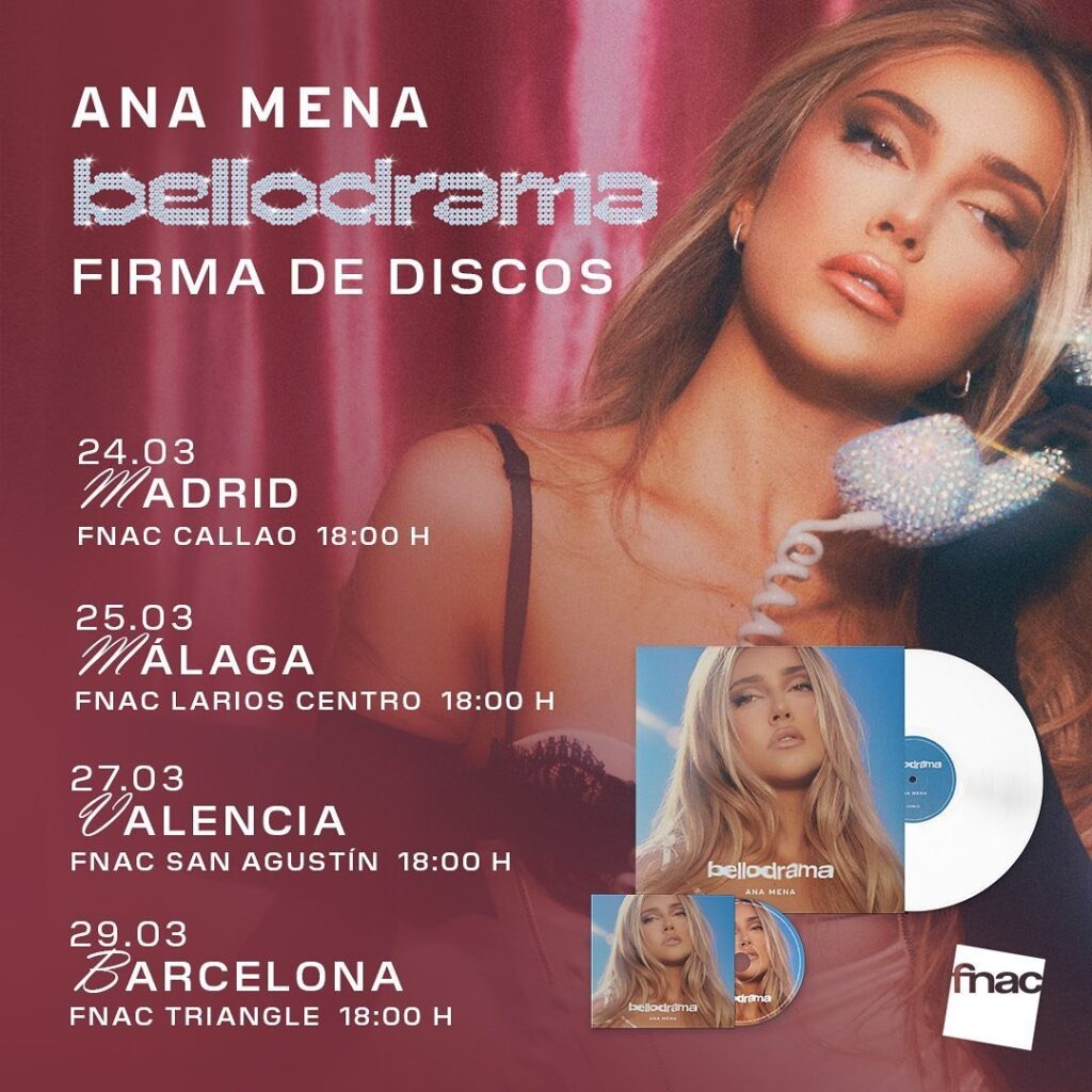 Ana Mena firmará discos en diferentes ciudades